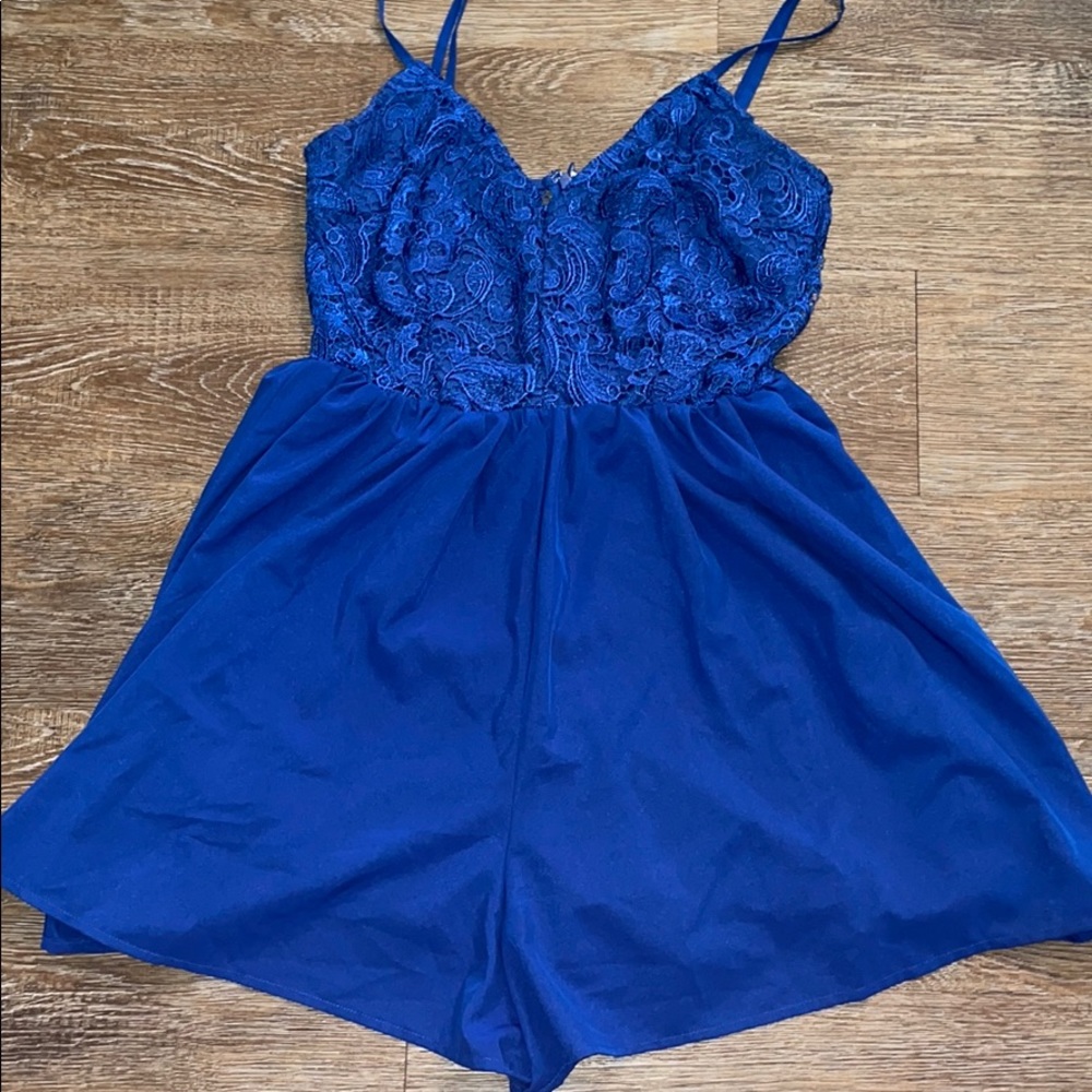 Royal Blue lace top romper